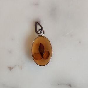 Sterling Silver Resin Flower Pendant | Antique | Minimalist
